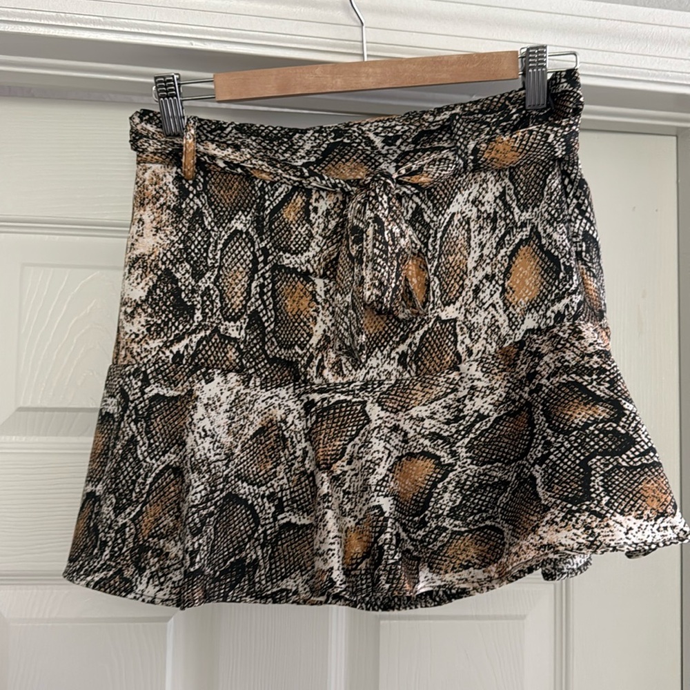 Zara Snake Print Mini Skirt - Black, Brown, White